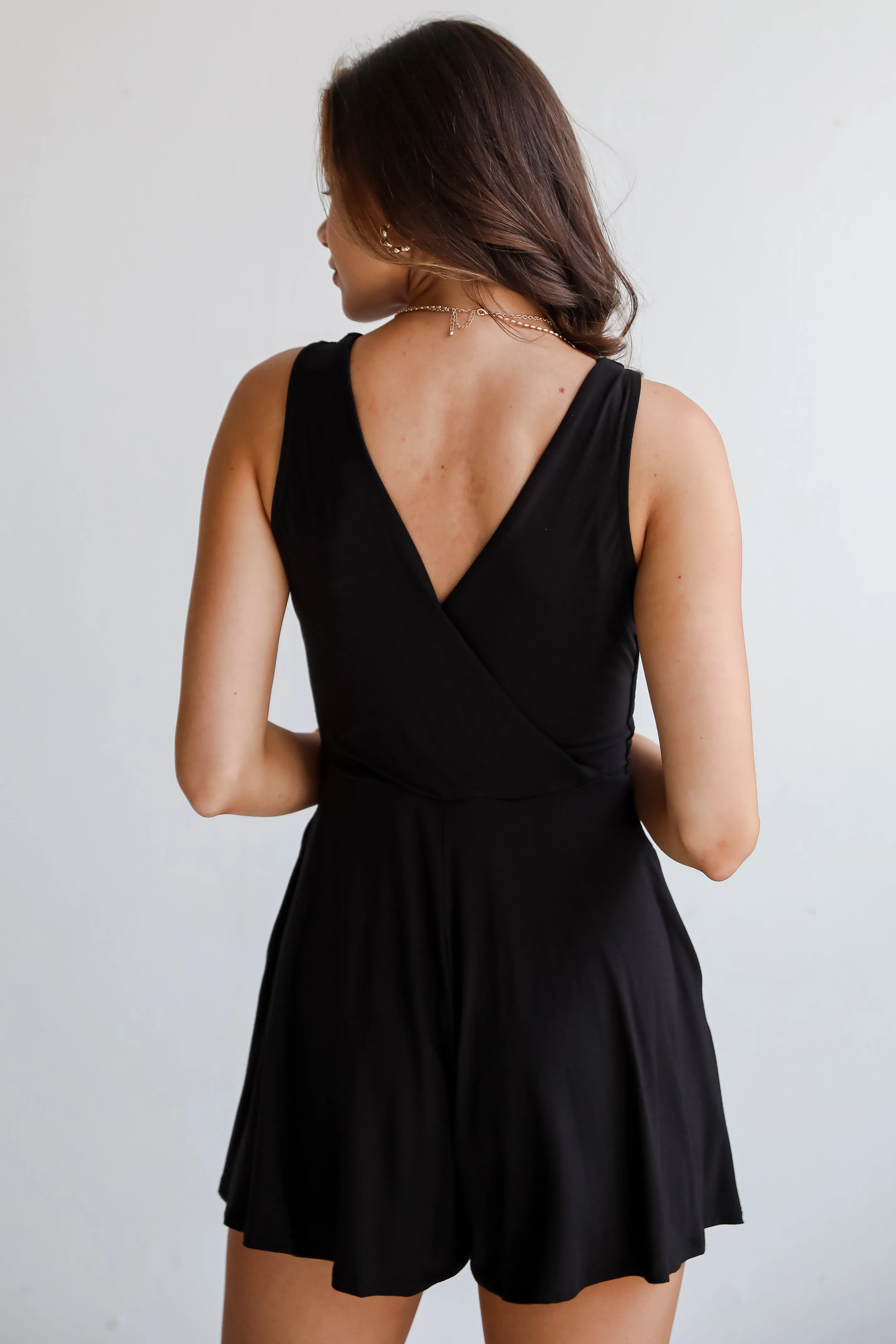 Outstanding Mood Black Surplice Romper