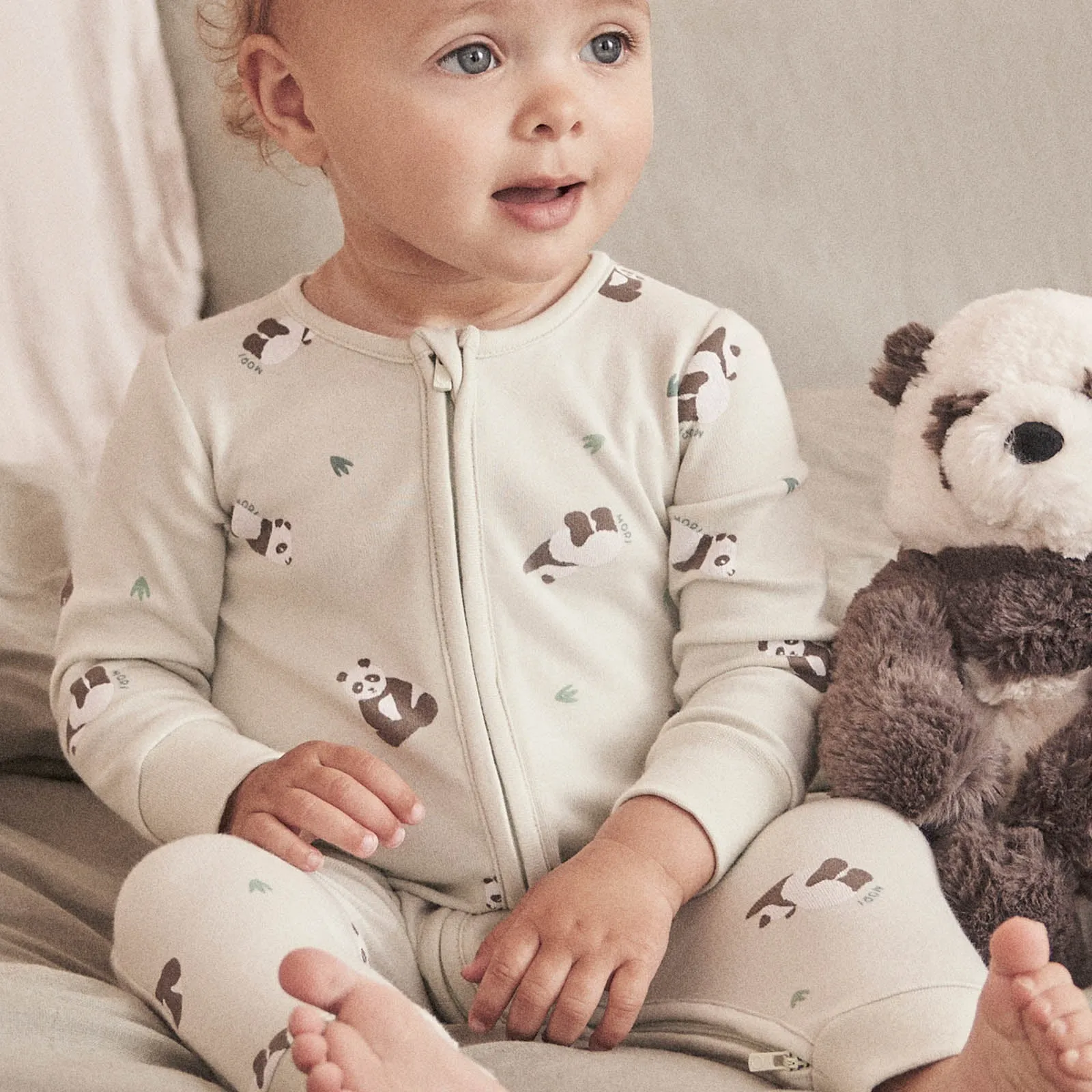 Panda Print Clever Zip Romper