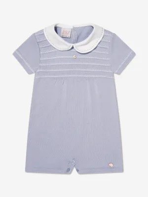 Paz Rodriguez Baby Boys Knitted Romper in Blue