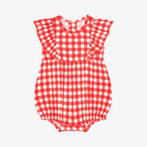 Polly - Flutter Sleeve Bubble Romper Posh peanut