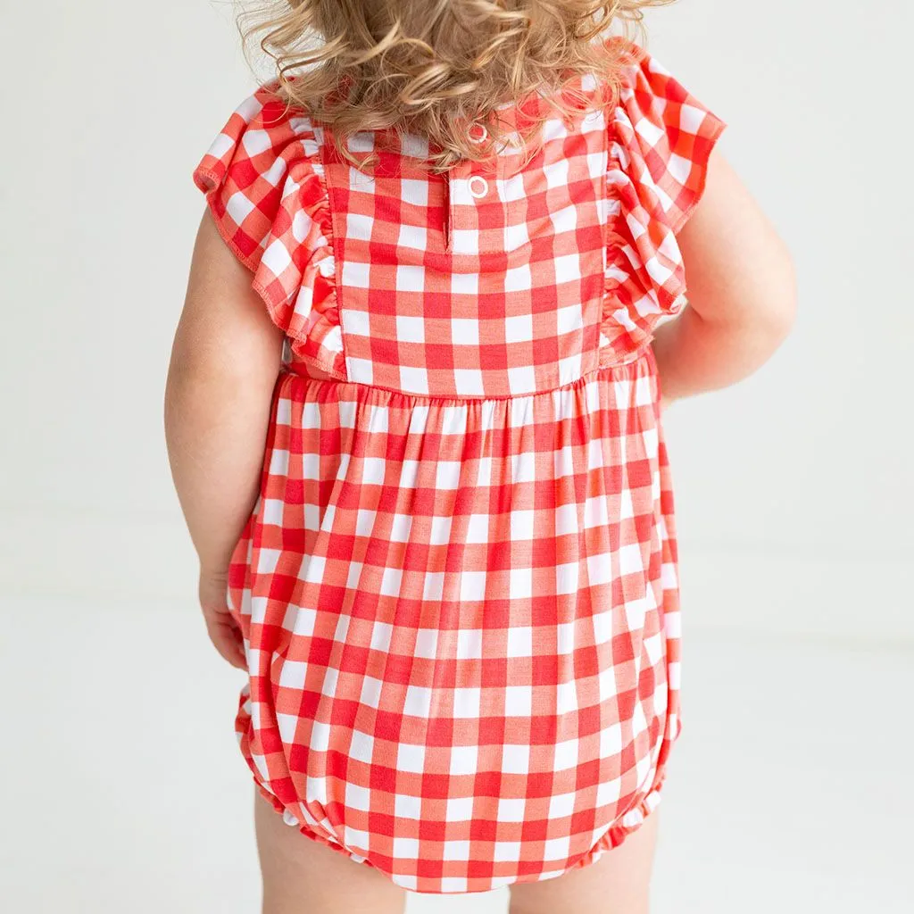 Polly - Flutter Sleeve Bubble Romper Posh peanut