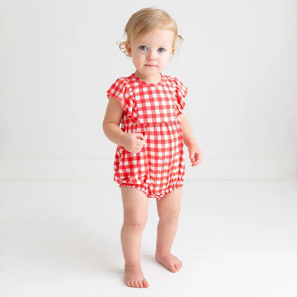 Polly - Flutter Sleeve Bubble Romper Posh peanut