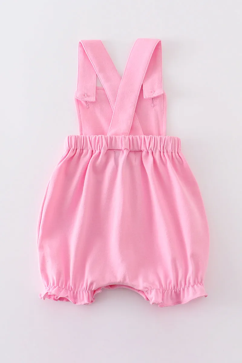 Premium Pink dog applique girl romper