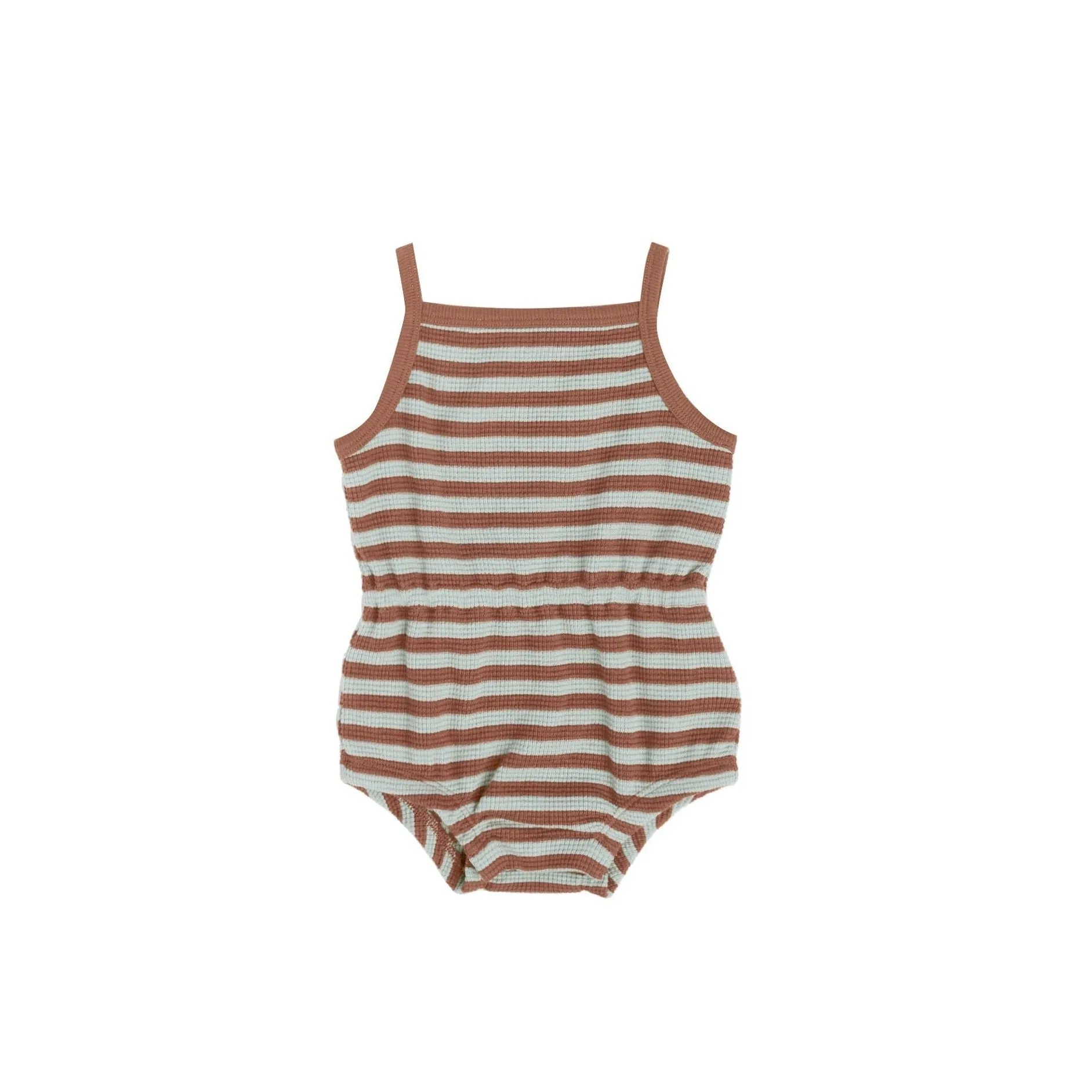 Quincy Mae Waffle Cinch Romper - Sienna   Sky Stripe