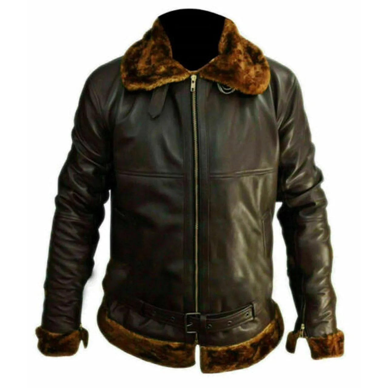 RAF Aviator Bomber Leather Jacket with fur