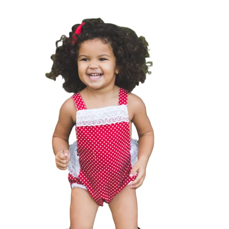 Red Polka Dot Lace Romper