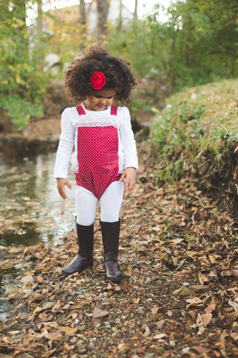 Red Polka Dot Lace Romper