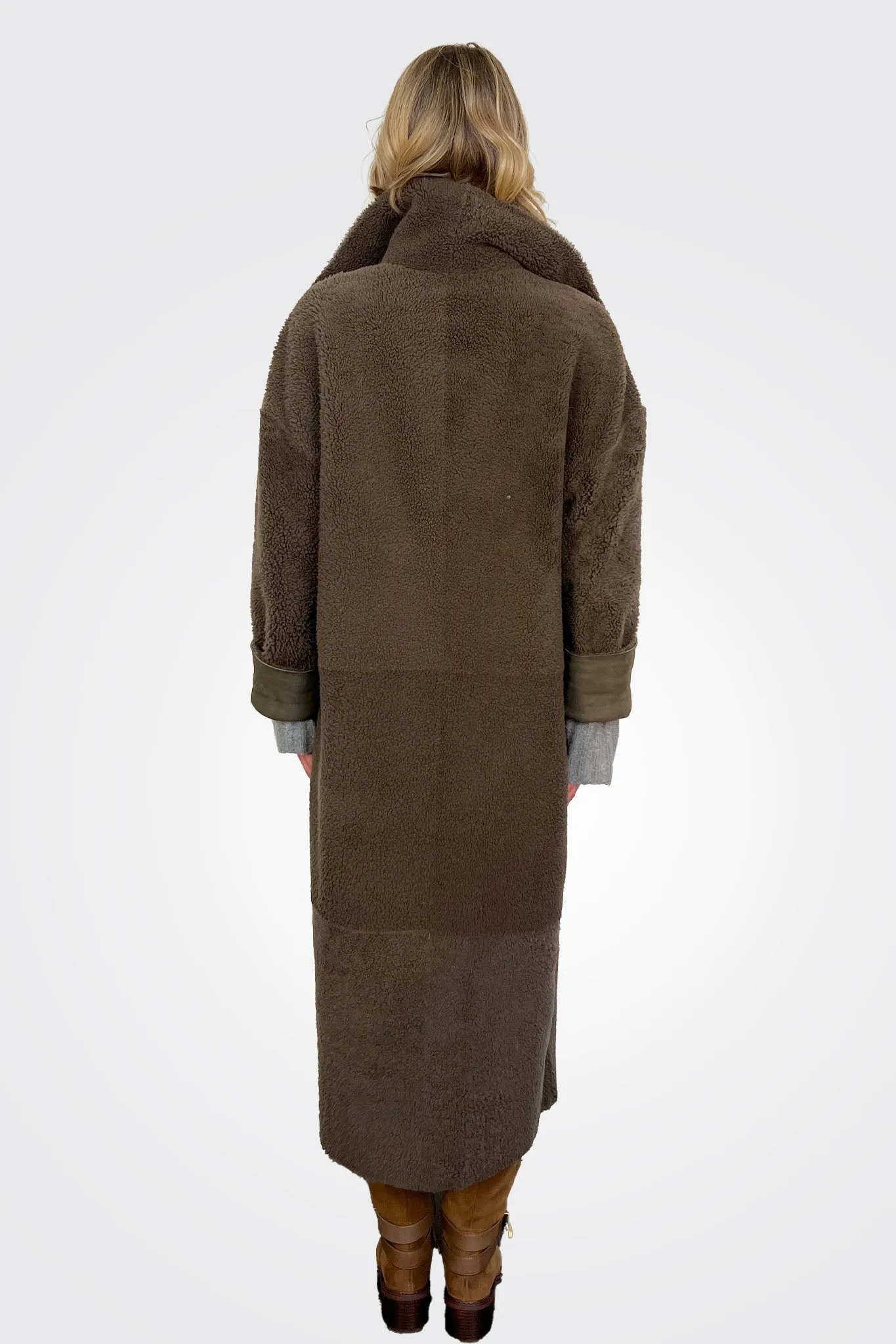 Reversible Shearling Coat - Deep Forest