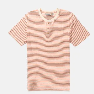 Rhythm Mens Linen Vintage Stripe S/S  T Shirt - Spice