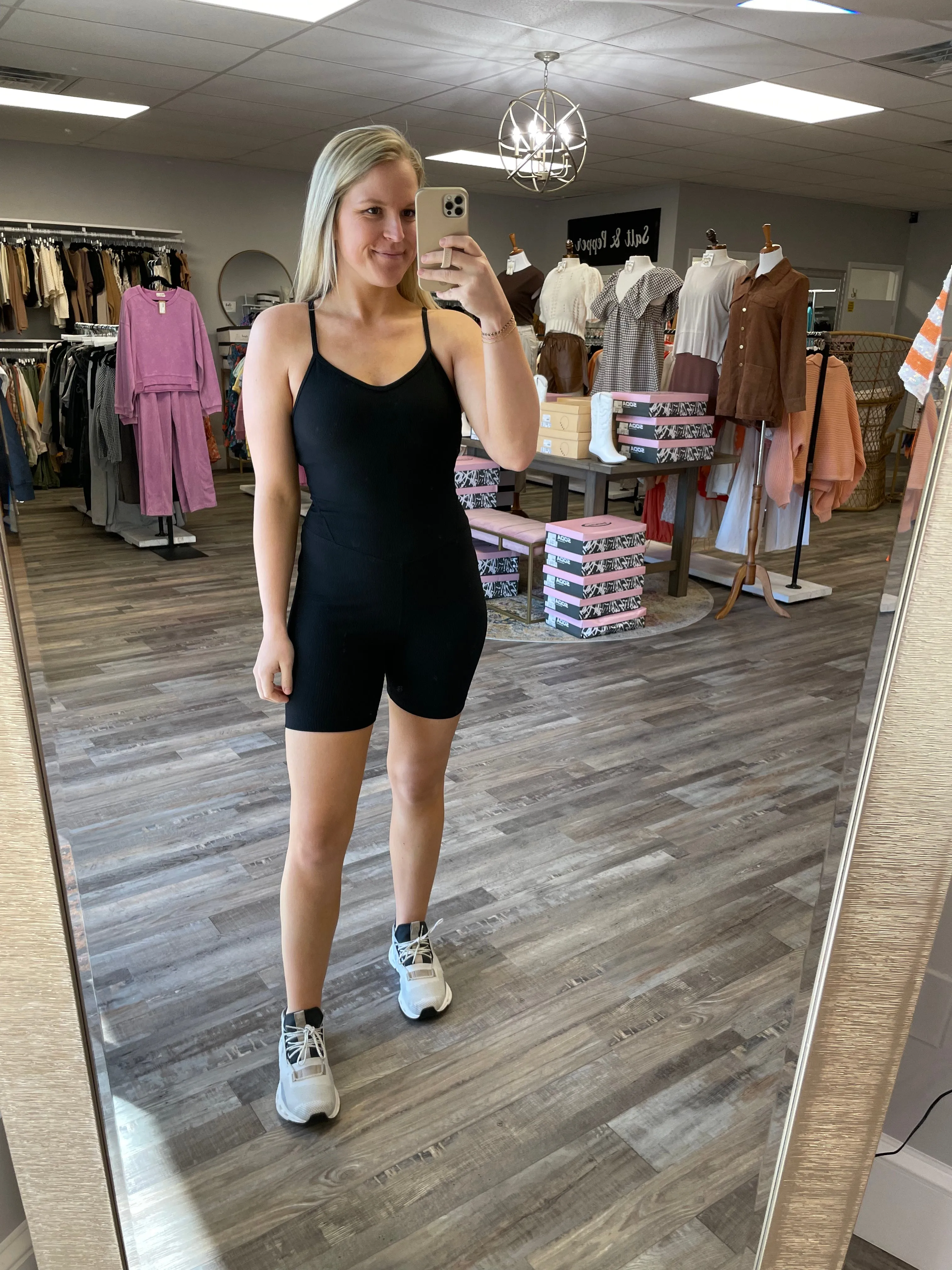 Ribbed Active Romper - Black