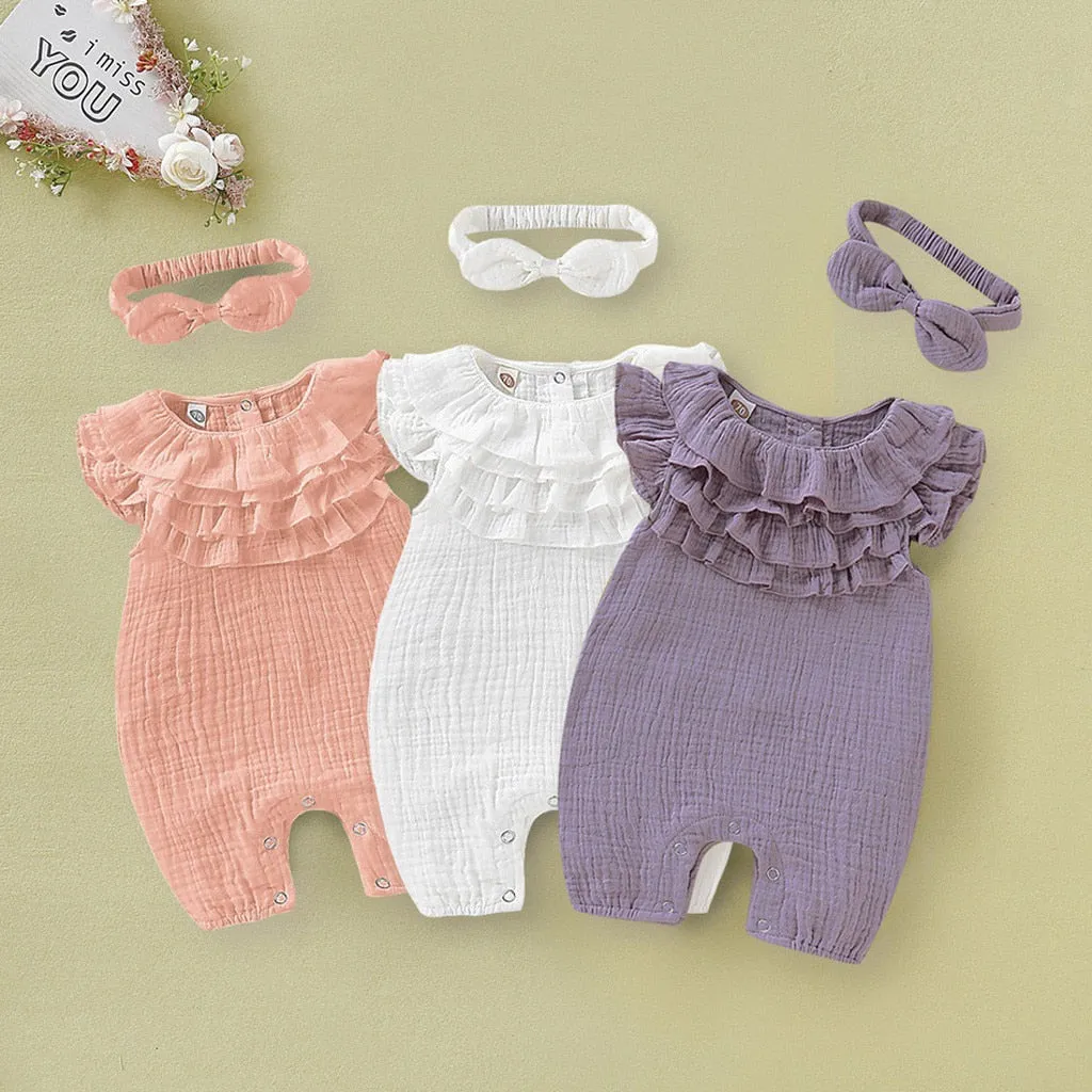 Ruffled Romper with headband d1