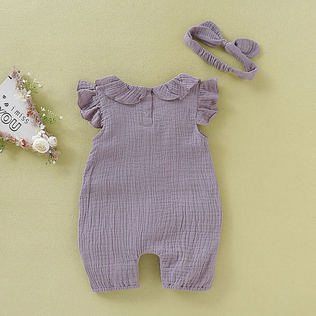 Ruffled Romper with headband d1