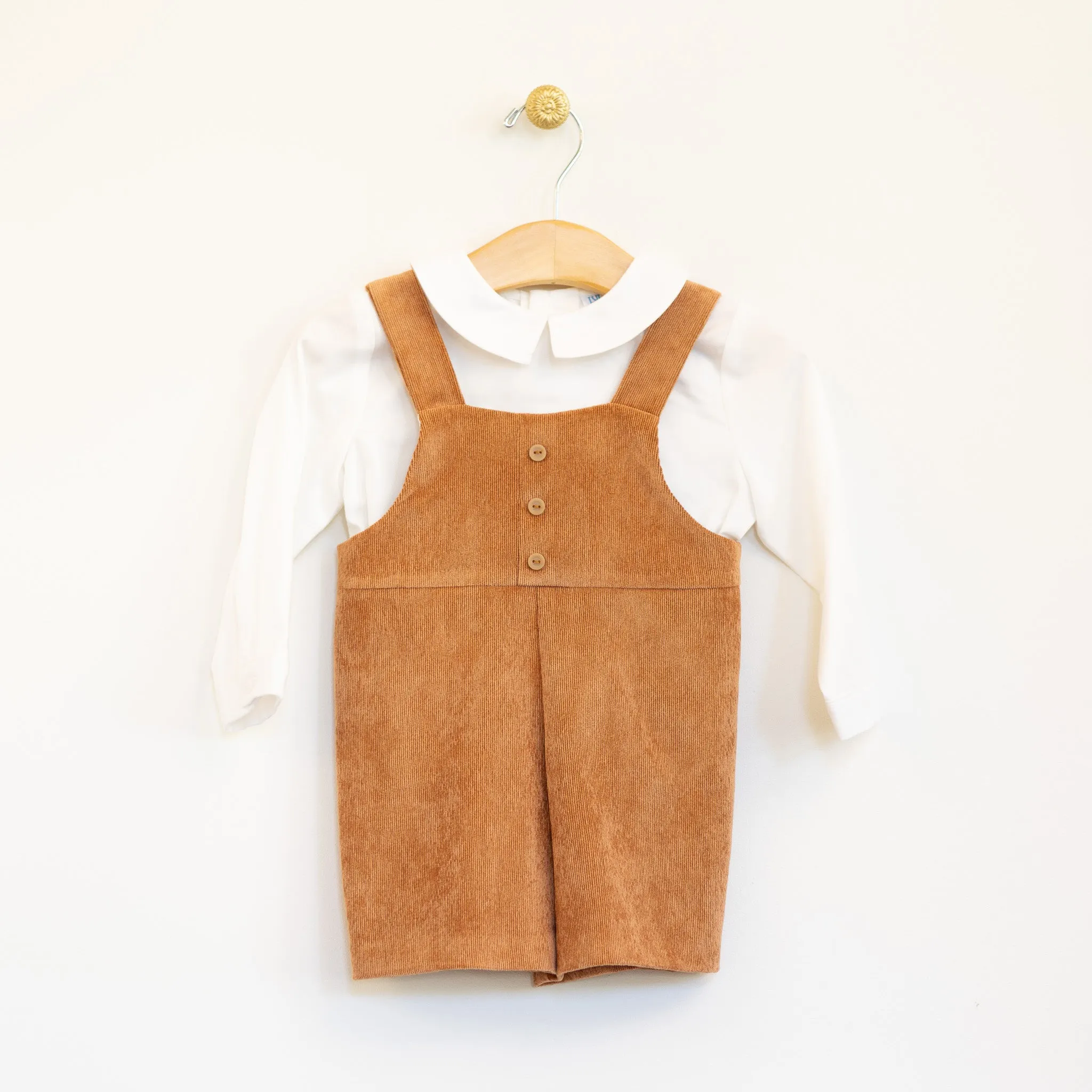 Rust Soft Cord Overall & Shirt