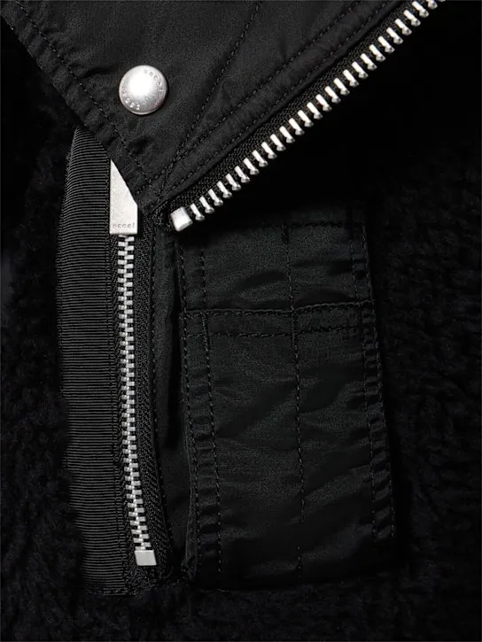 Sacai   Faux shearling &amp; nylon twill jacket 