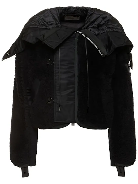 Sacai   Faux shearling &amp; nylon twill jacket 