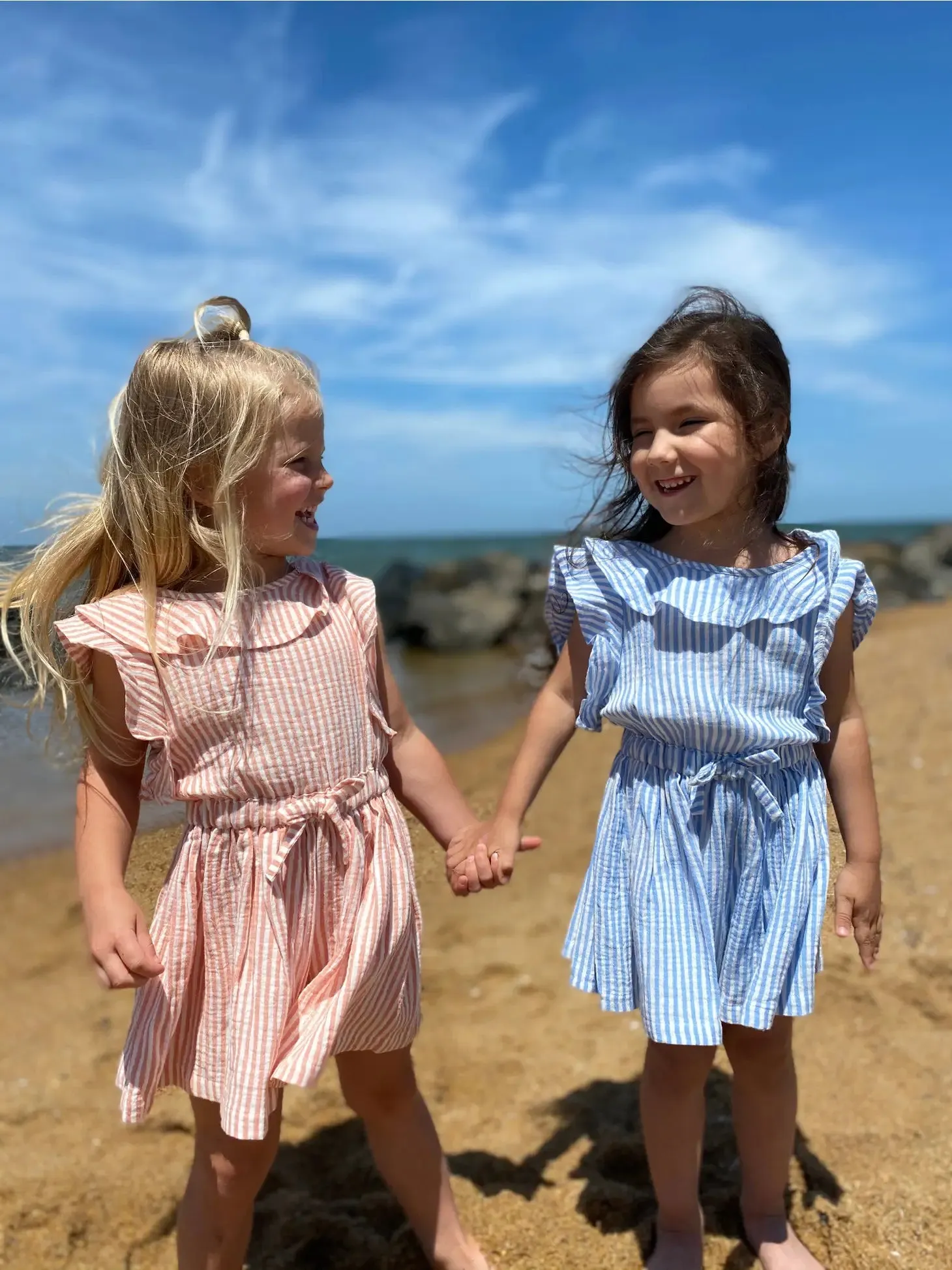 sandy romper in blue stripe