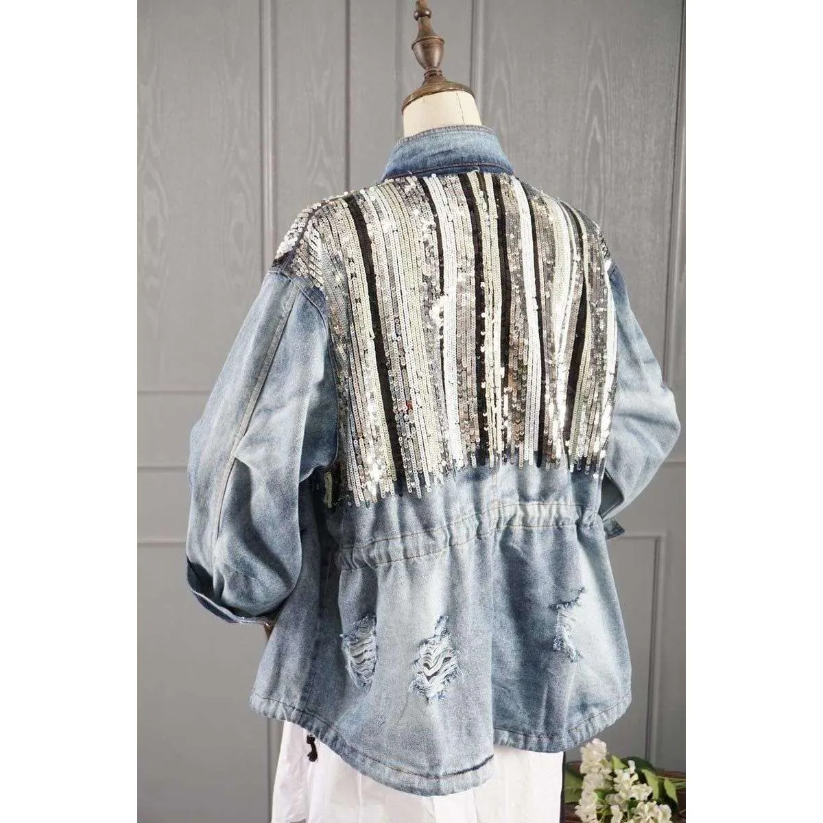 Sequin 70s Denim Jacket