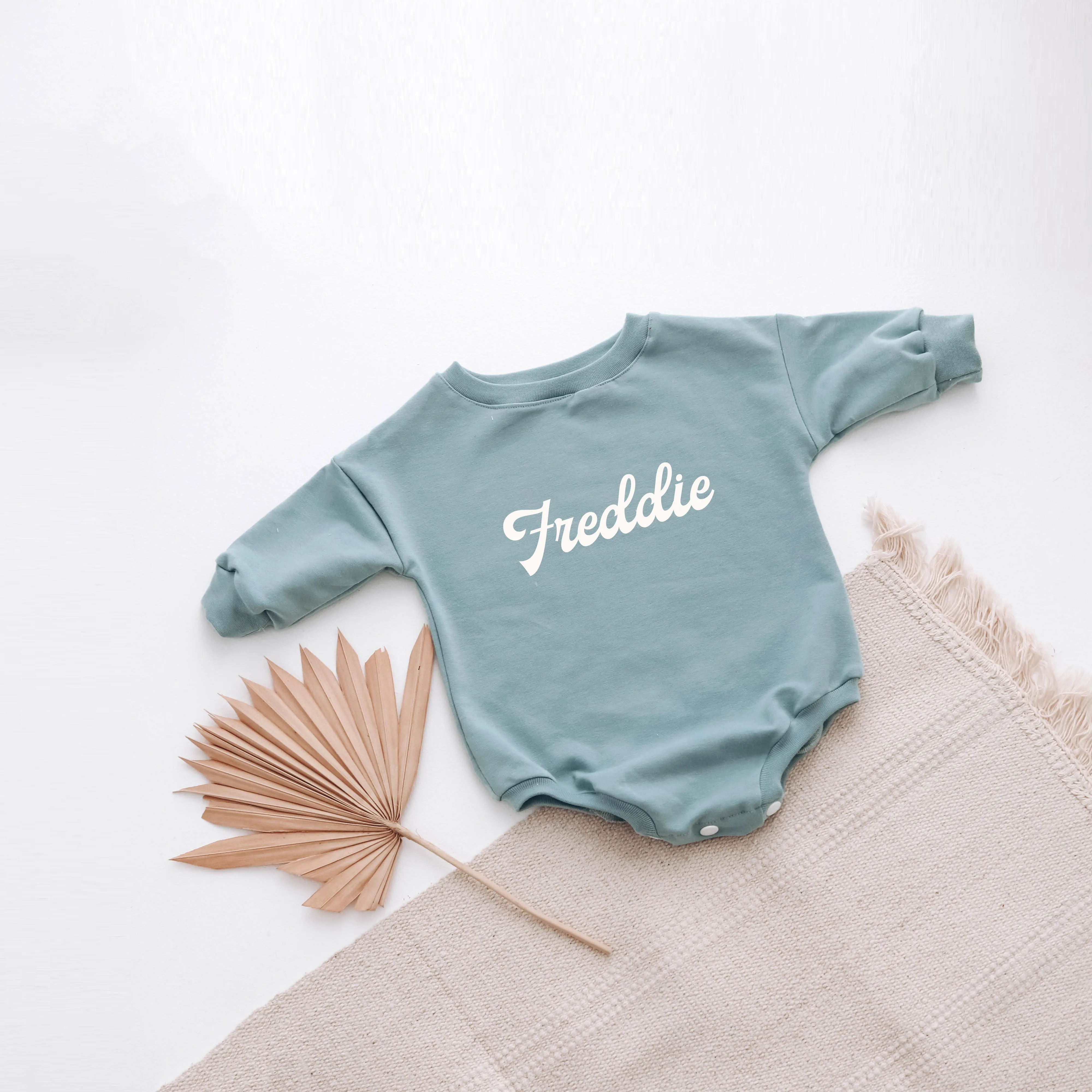 Sky PERSONALISED sweatshirt romper. { 3 FONTS }