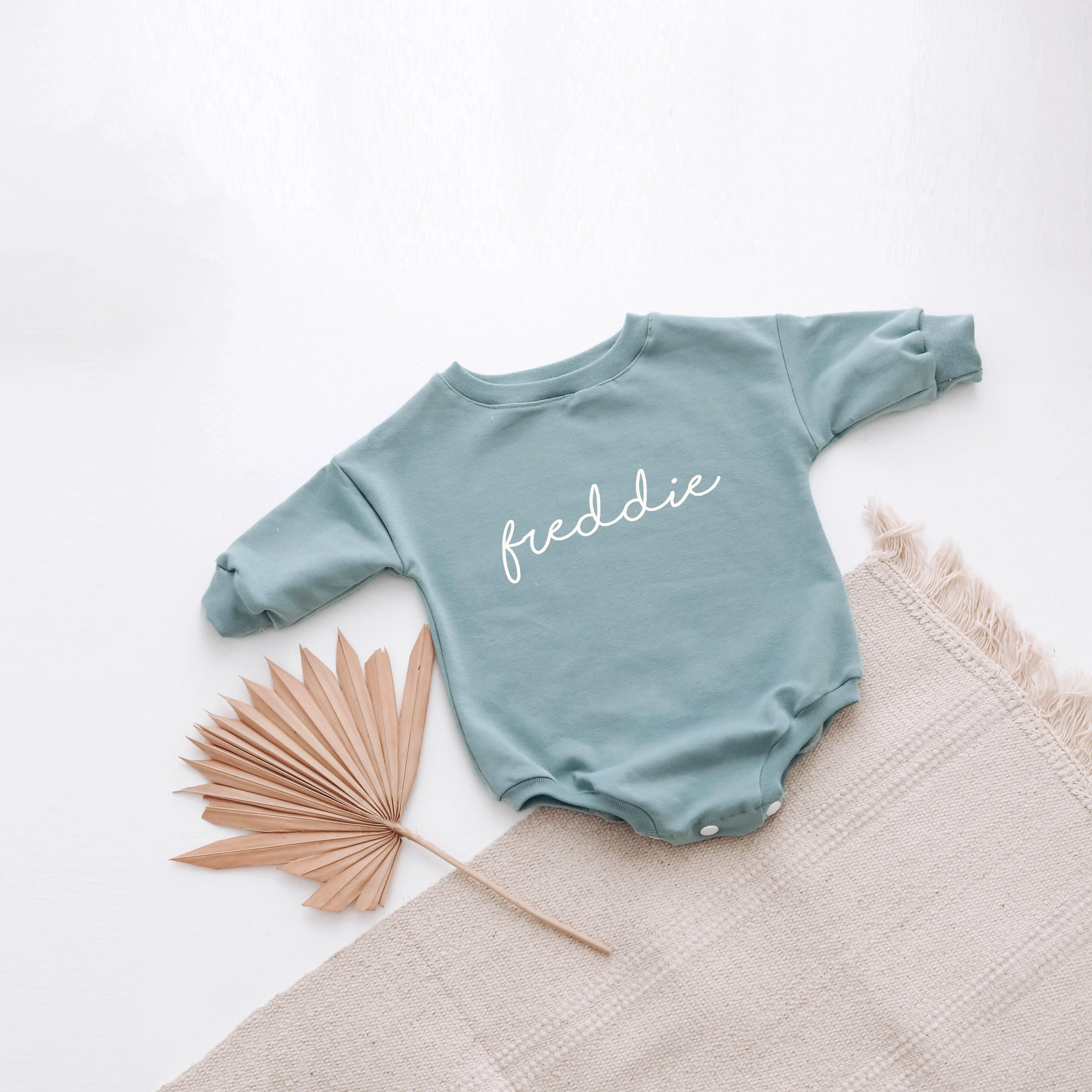 Sky PERSONALISED sweatshirt romper. { 3 FONTS }