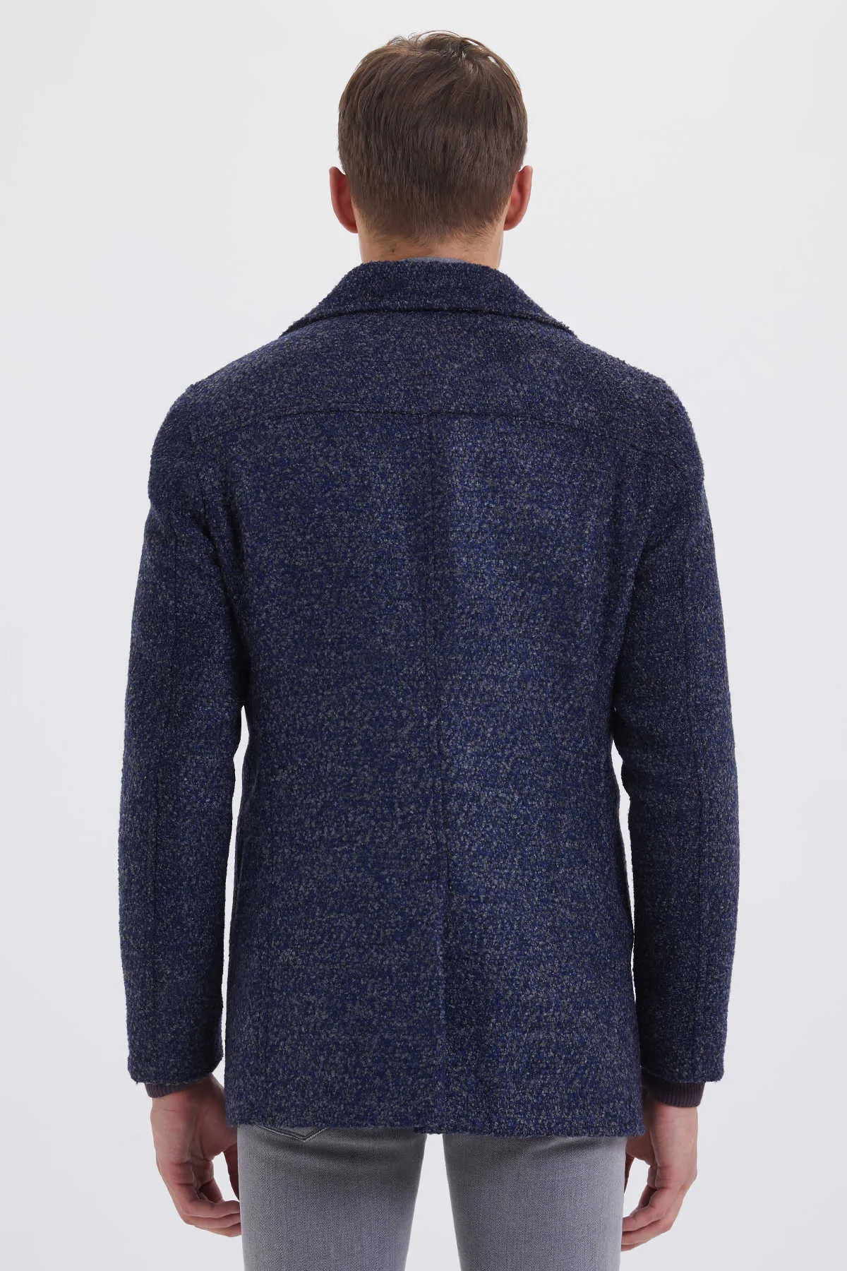 Slim Fit Cachet Double Breasted Navy D. Wool Blend Coat