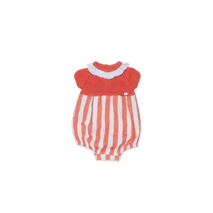 SS24 Juliana Baby Girls Coral & White Romper