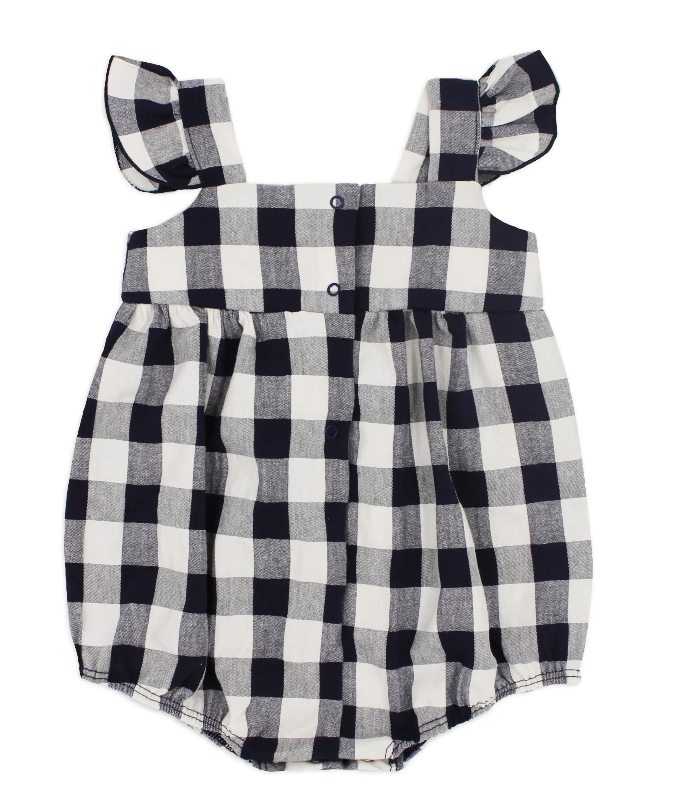 SS24 Rapife Baby Girls Navy Blue & White Check Romper