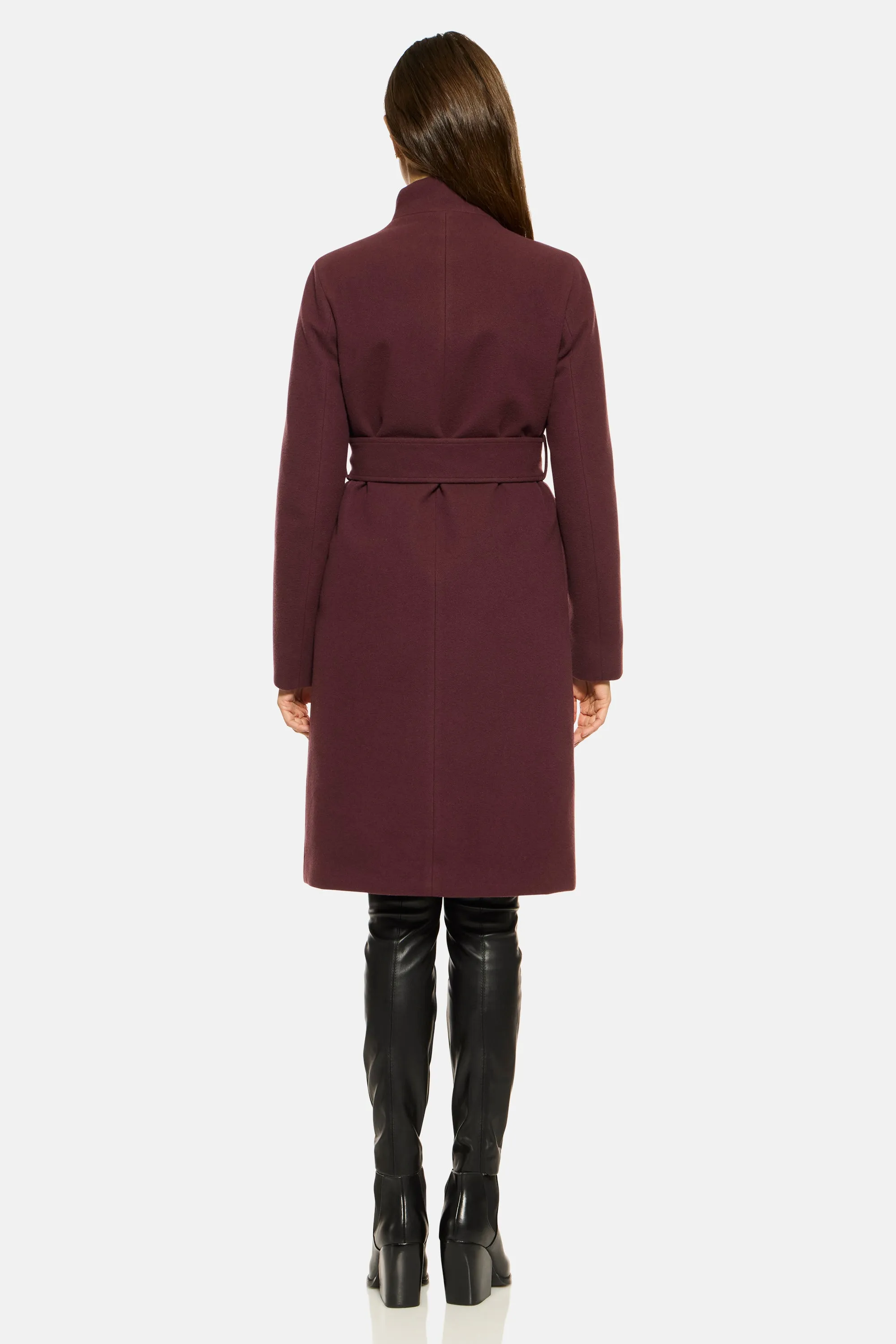 Stand Collar City Coat, Burgundy