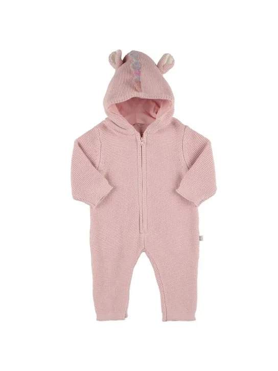 Stella McCartney Kids   Cable organic cotton knit romper 