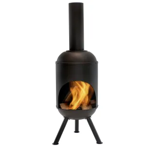 Sunnydaze 5' Outdoor Fire Pit Chiminea - Black