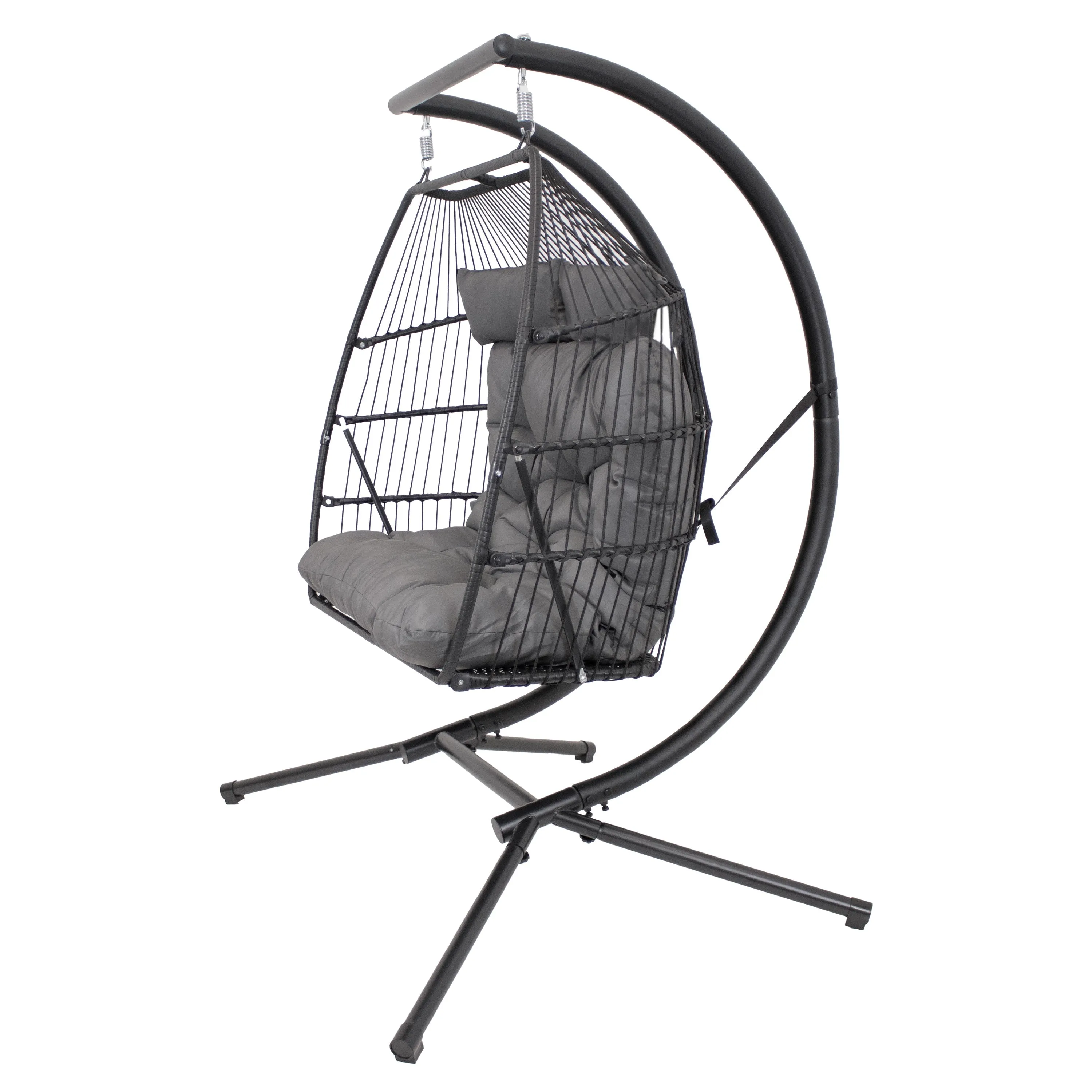 Sunnydaze Andrei Double Hanging Egg Chair with Stand - Dark Gray