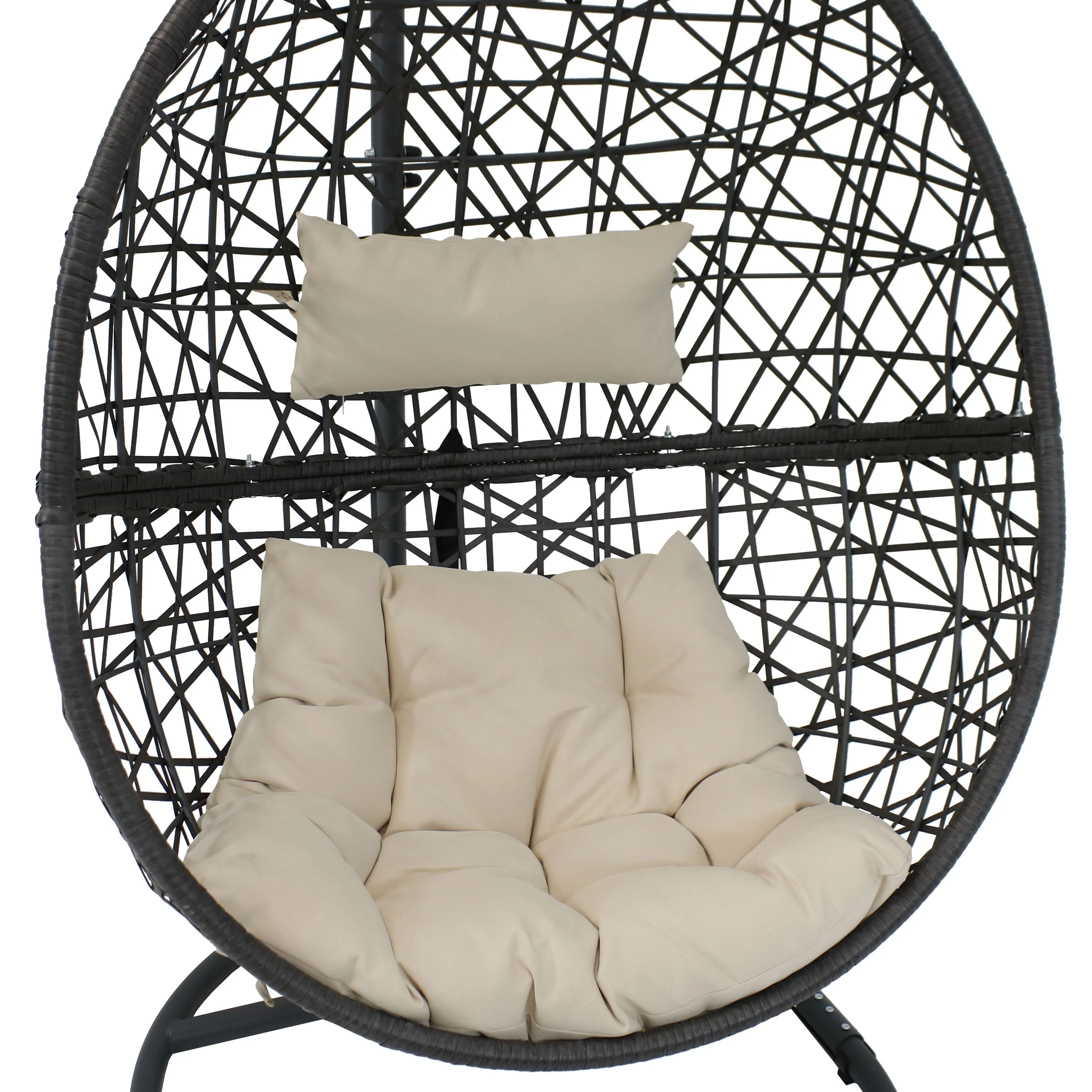 Sunnydaze Caroline Hanging Egg Chair with Steel Stand and Cushion