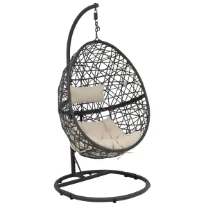 Sunnydaze Caroline Hanging Egg Chair with Steel Stand and Cushion