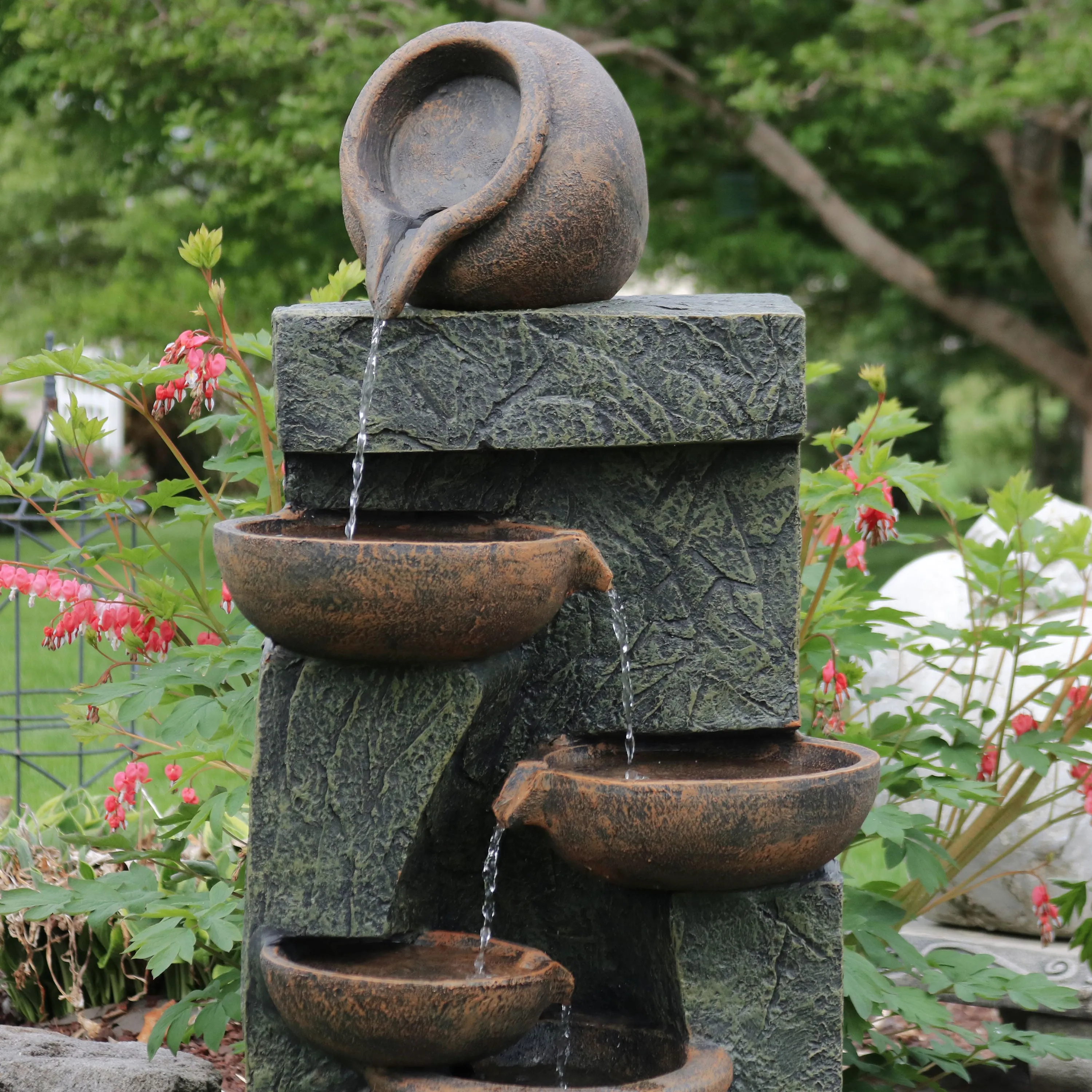 Sunnydaze Cascading Earthenware Pottery Stream Fountain - 39" H