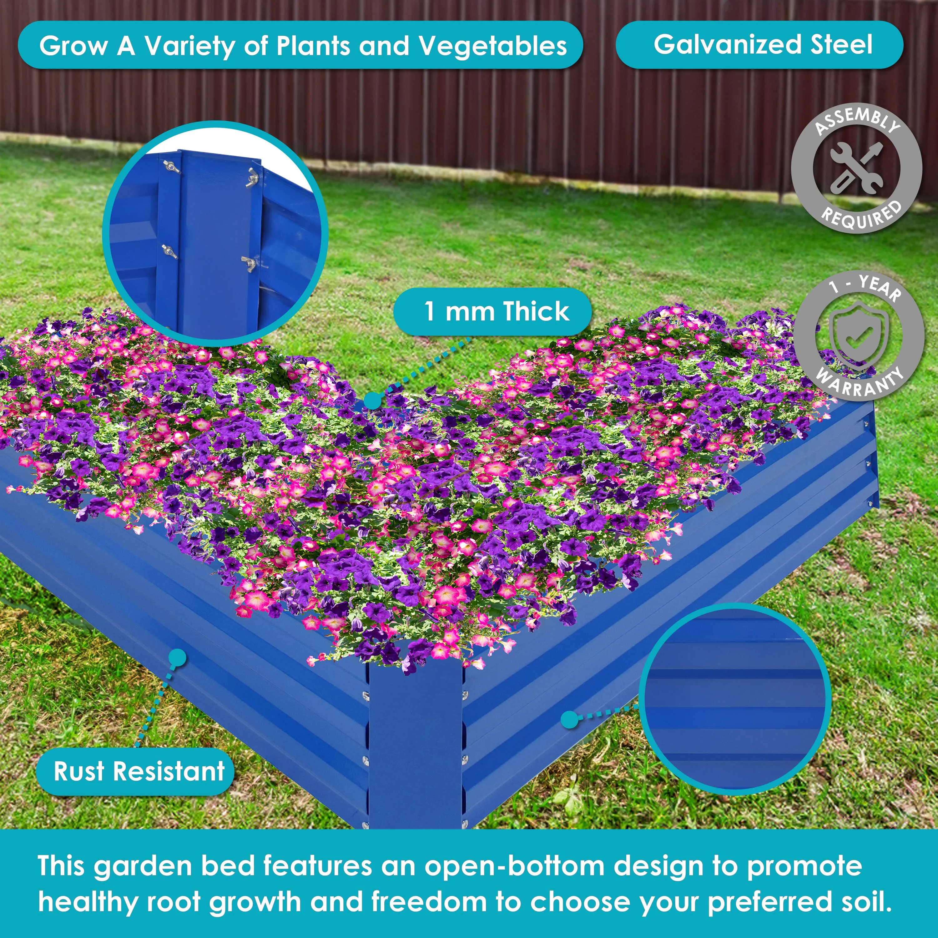 Sunnydaze Galvanized Steel L-Shaped Raised Garden Bed