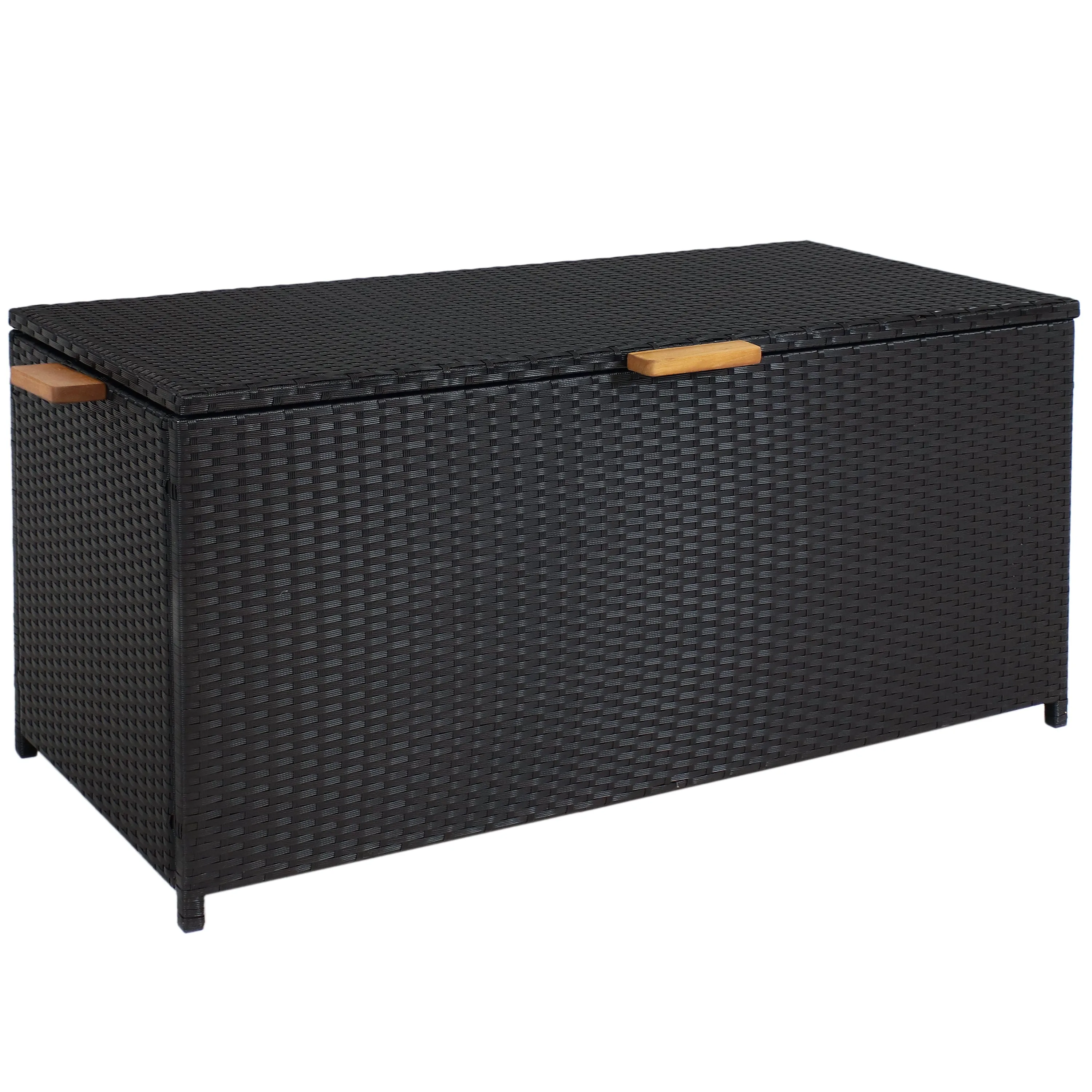 Sunnydaze Indoor/Outdoor Resin Rattan 75-Gallon Deck Box