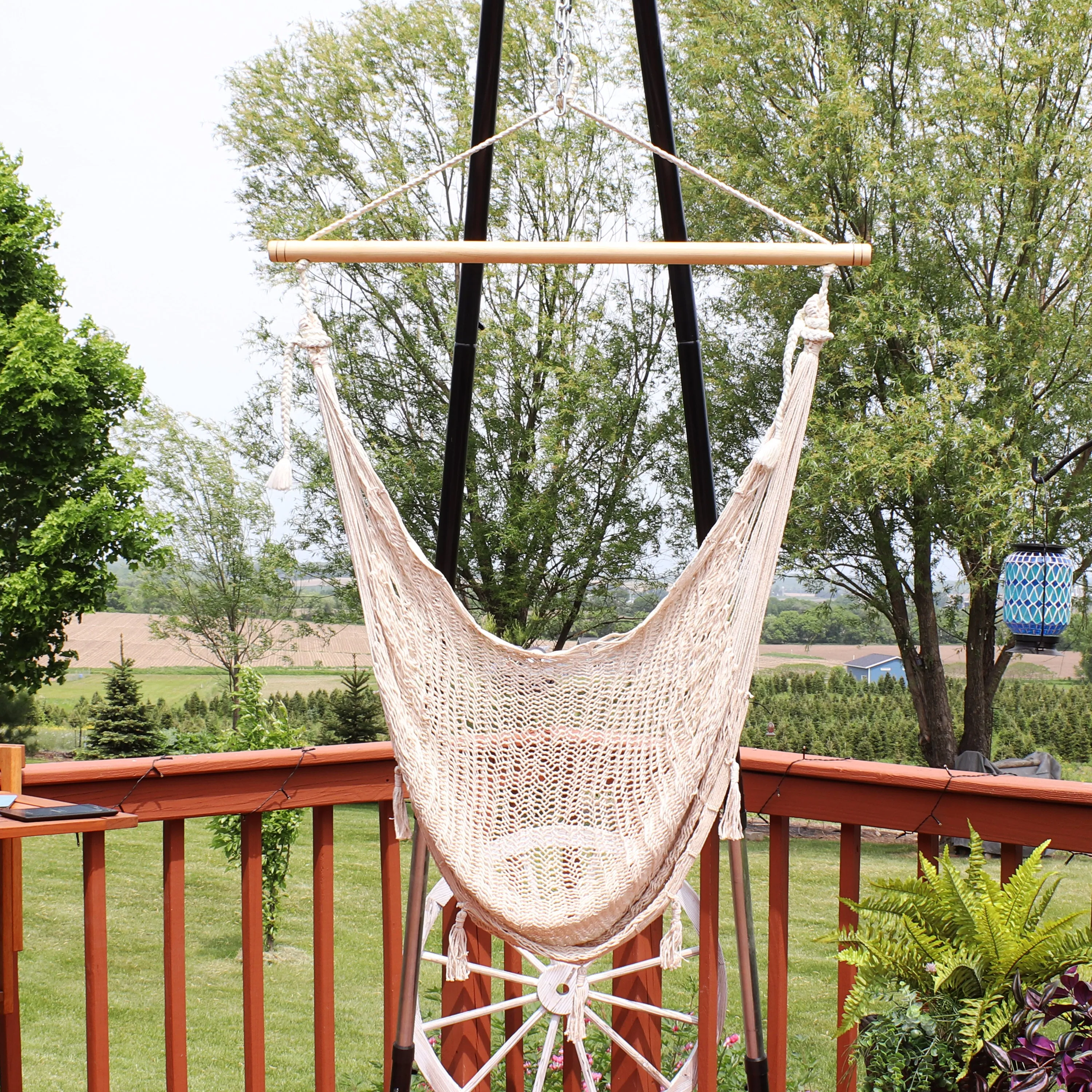 Sunnydaze Outdoor Mayan Hanging Hammock Chair - Natural - Extra Large