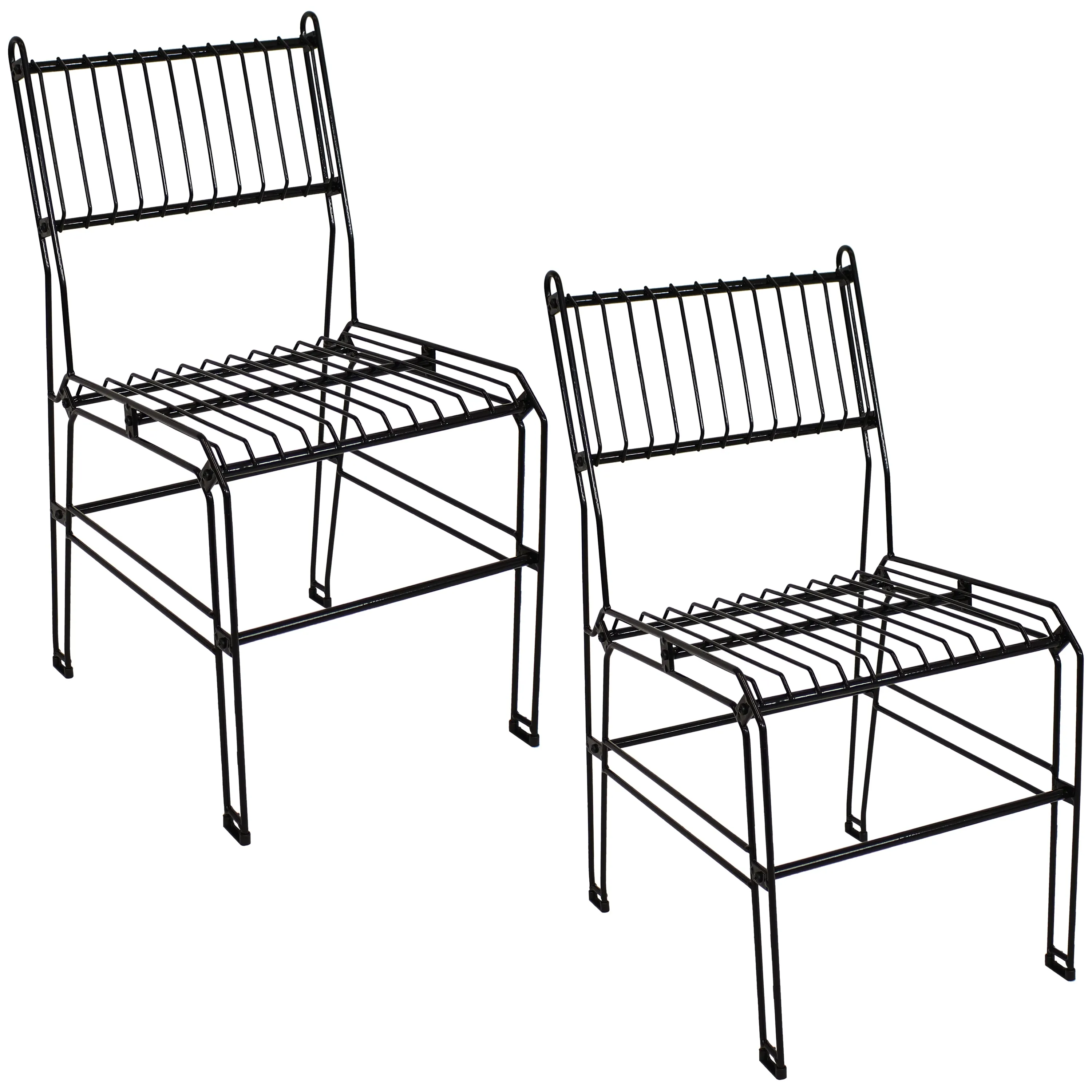 Sunnydaze Outdoor Modern Wire Metal Dining Chair - Black