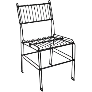 Sunnydaze Outdoor Modern Wire Metal Dining Chair - Black