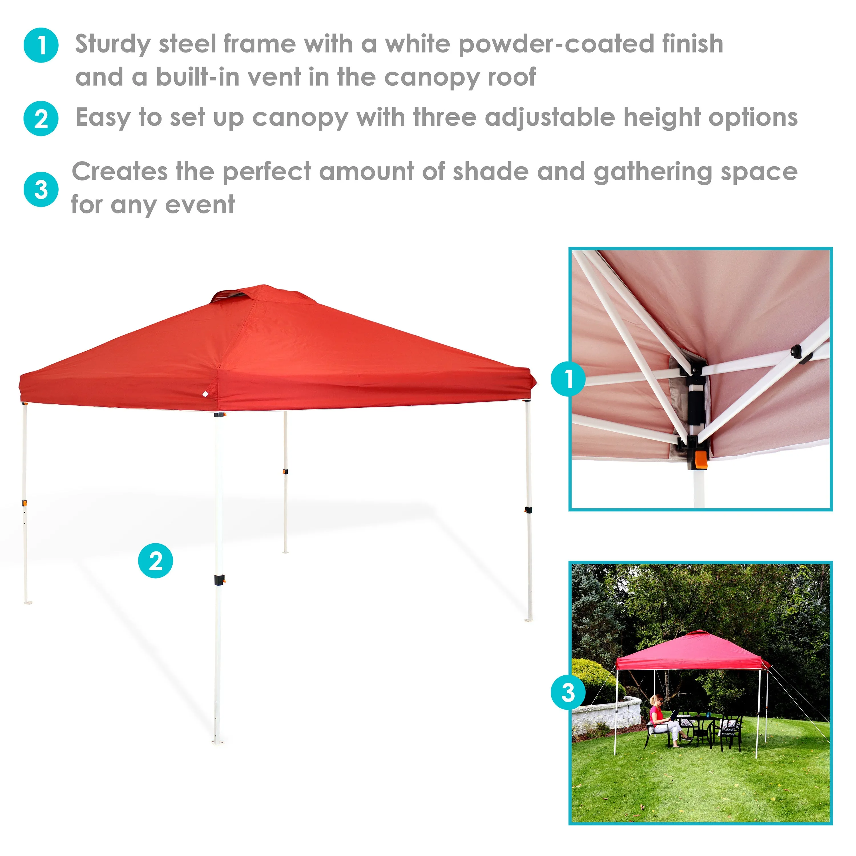 Sunnydaze Premium Pop-Up Canopy with Rolling Carry Bag