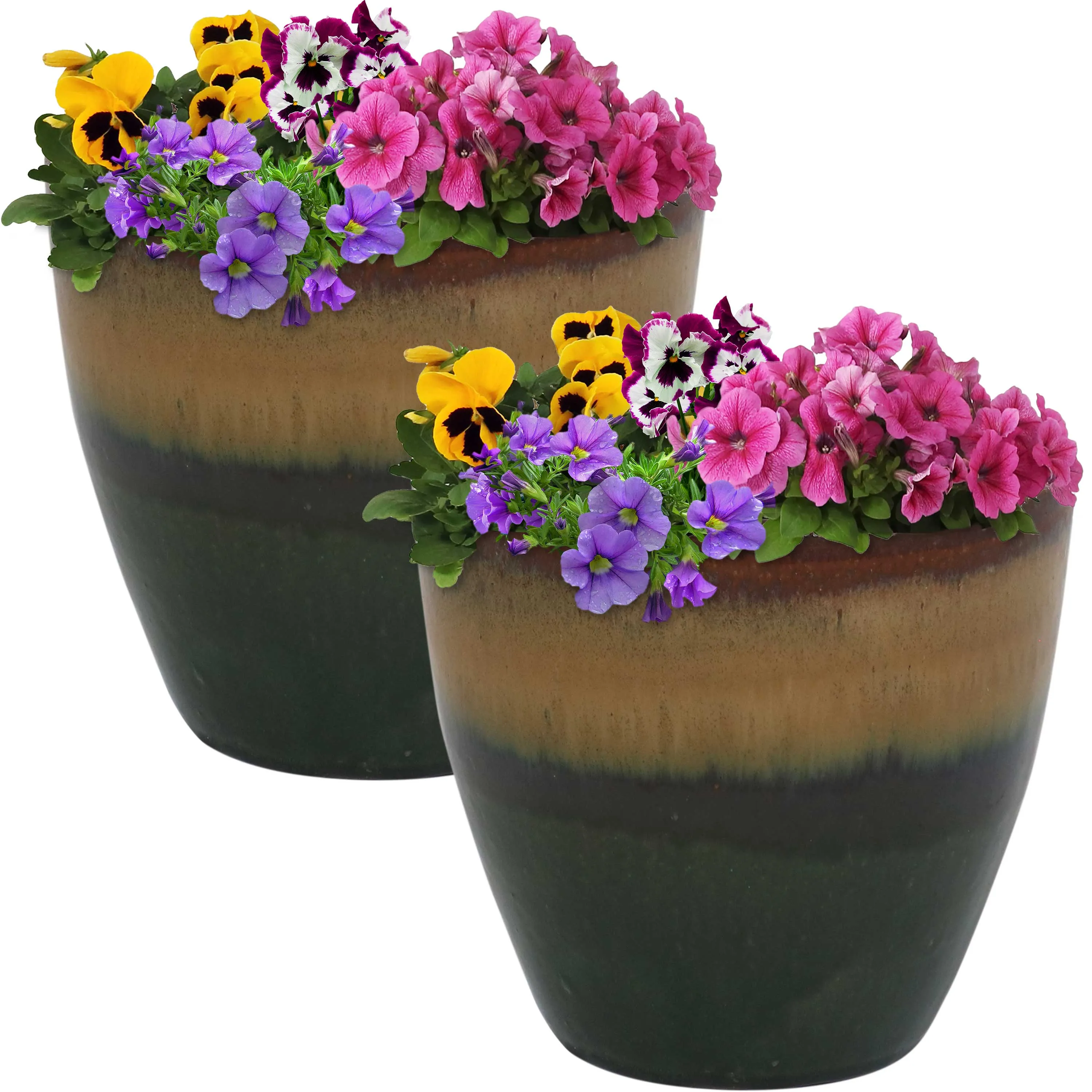 Sunnydaze Resort Ceramic Outdoor Flower Pot Planter