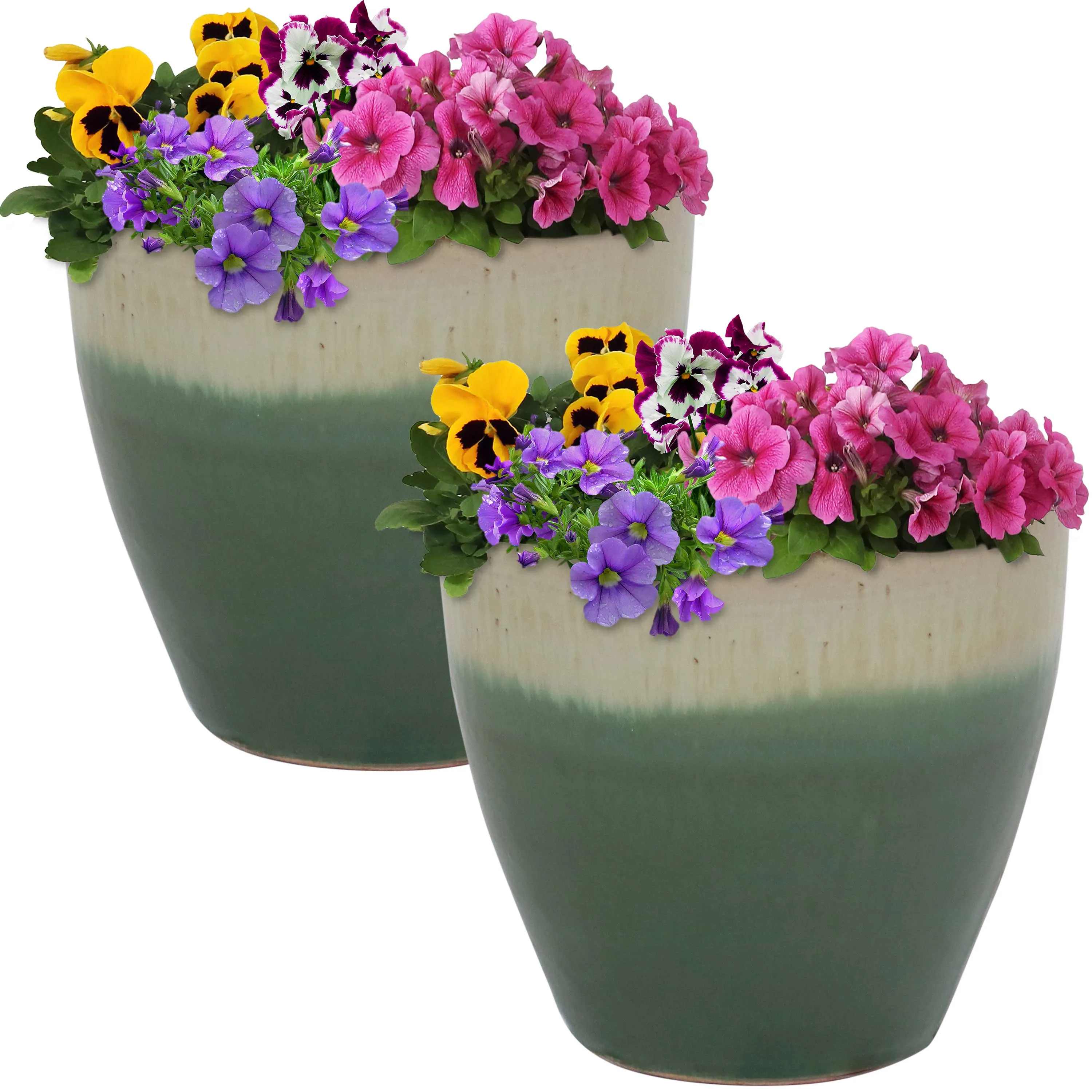 Sunnydaze Resort Ceramic Outdoor Flower Pot Planter