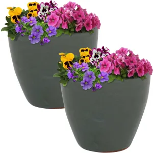 Sunnydaze Resort Ceramic Outdoor Flower Pot Planter