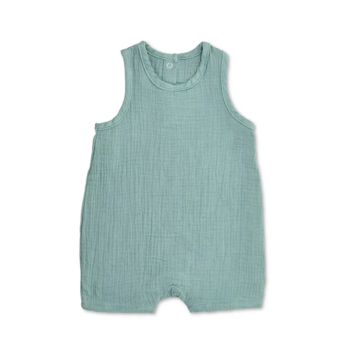 Teal Sleeveless Muslin Romper