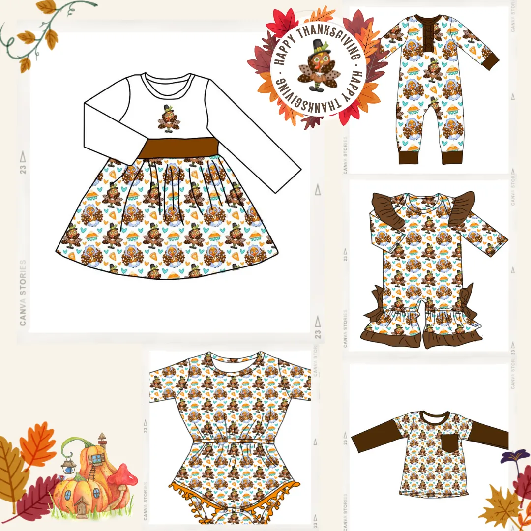 Thanksgiving Turkey Baby Boy Romper