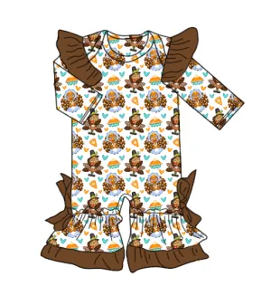 Thanksgiving Turkey Baby Girl Ruffle Romper