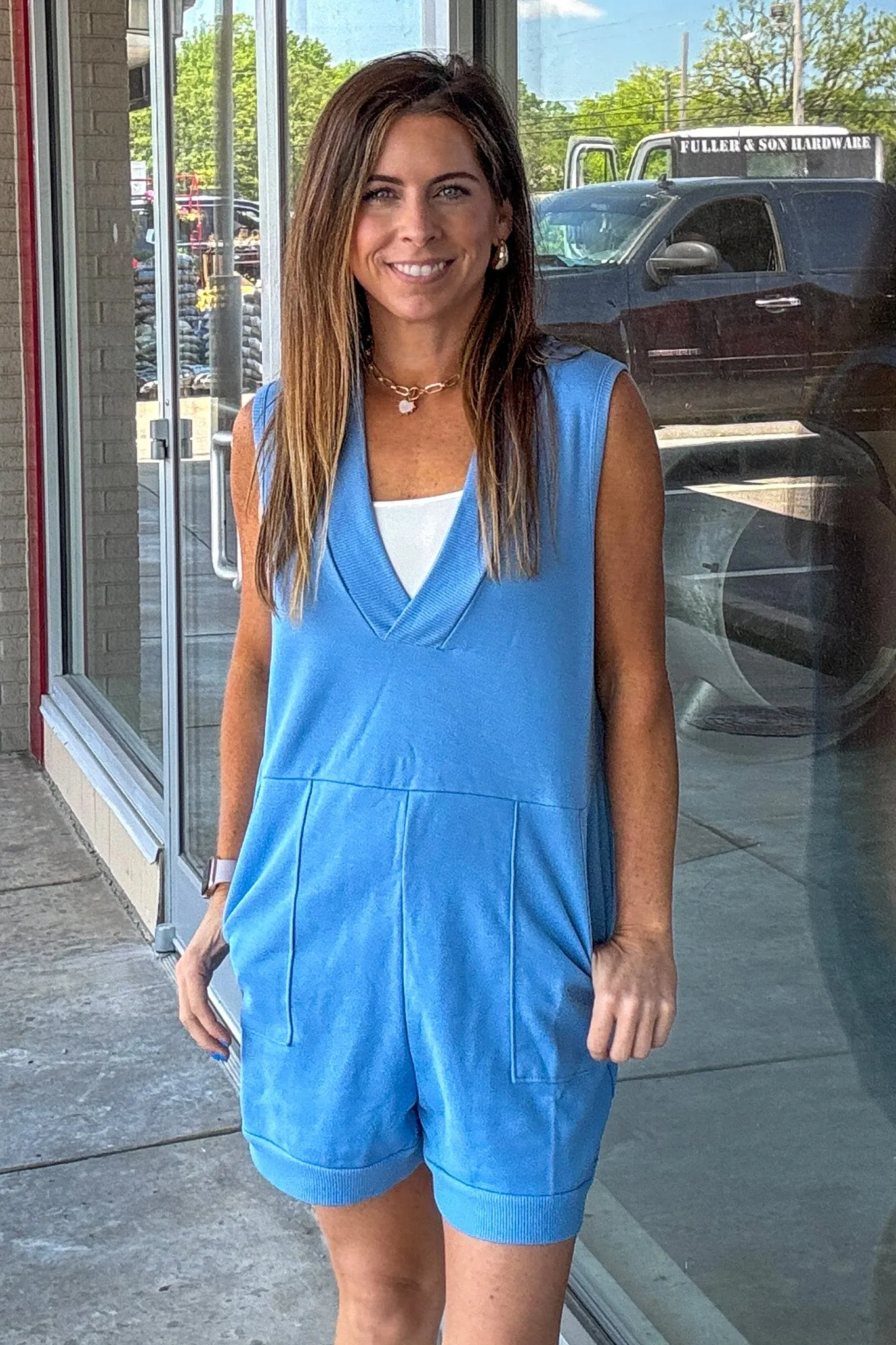 The Brady Romper-Light Blue