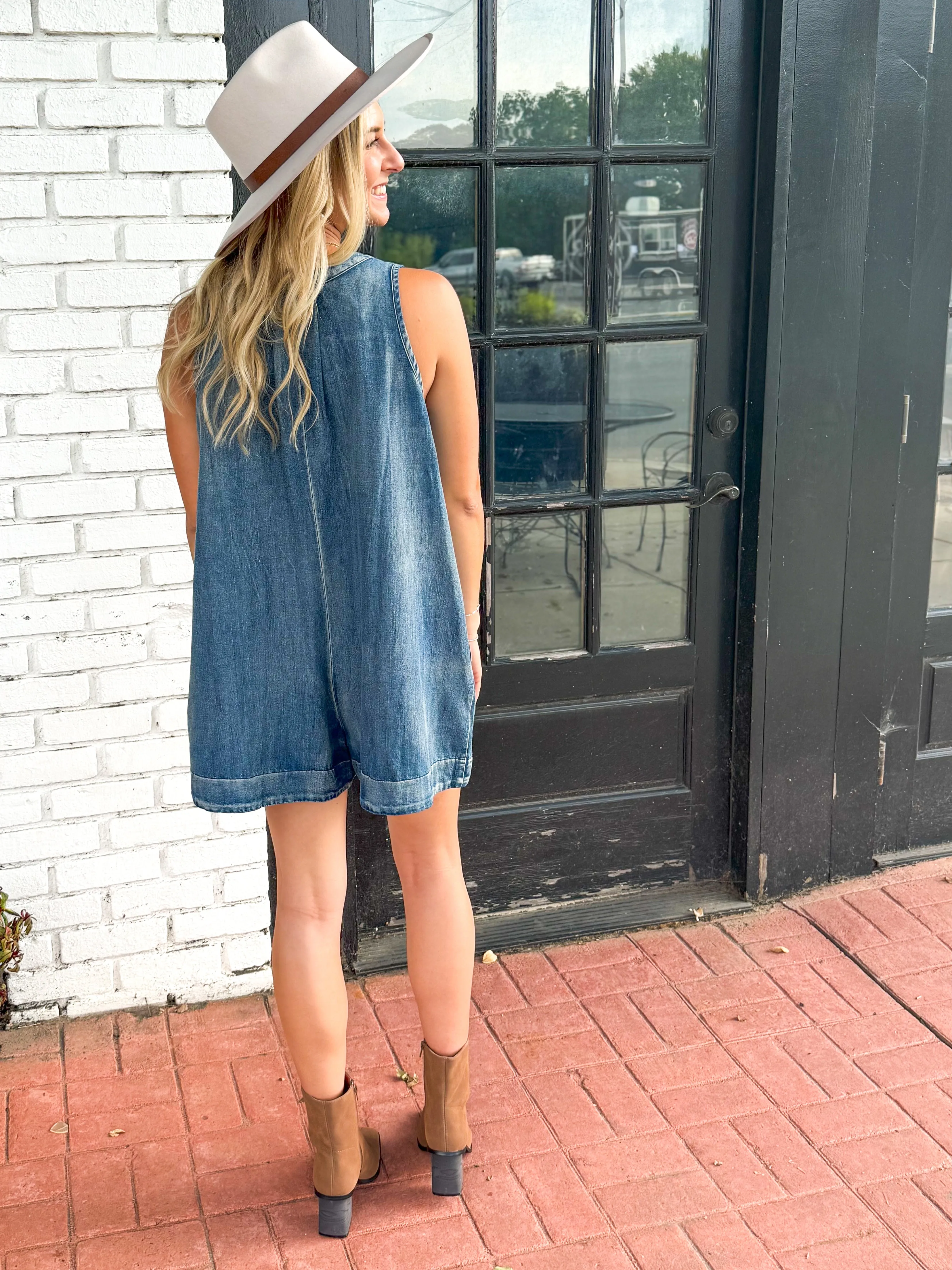 Tied Up Denim Romper