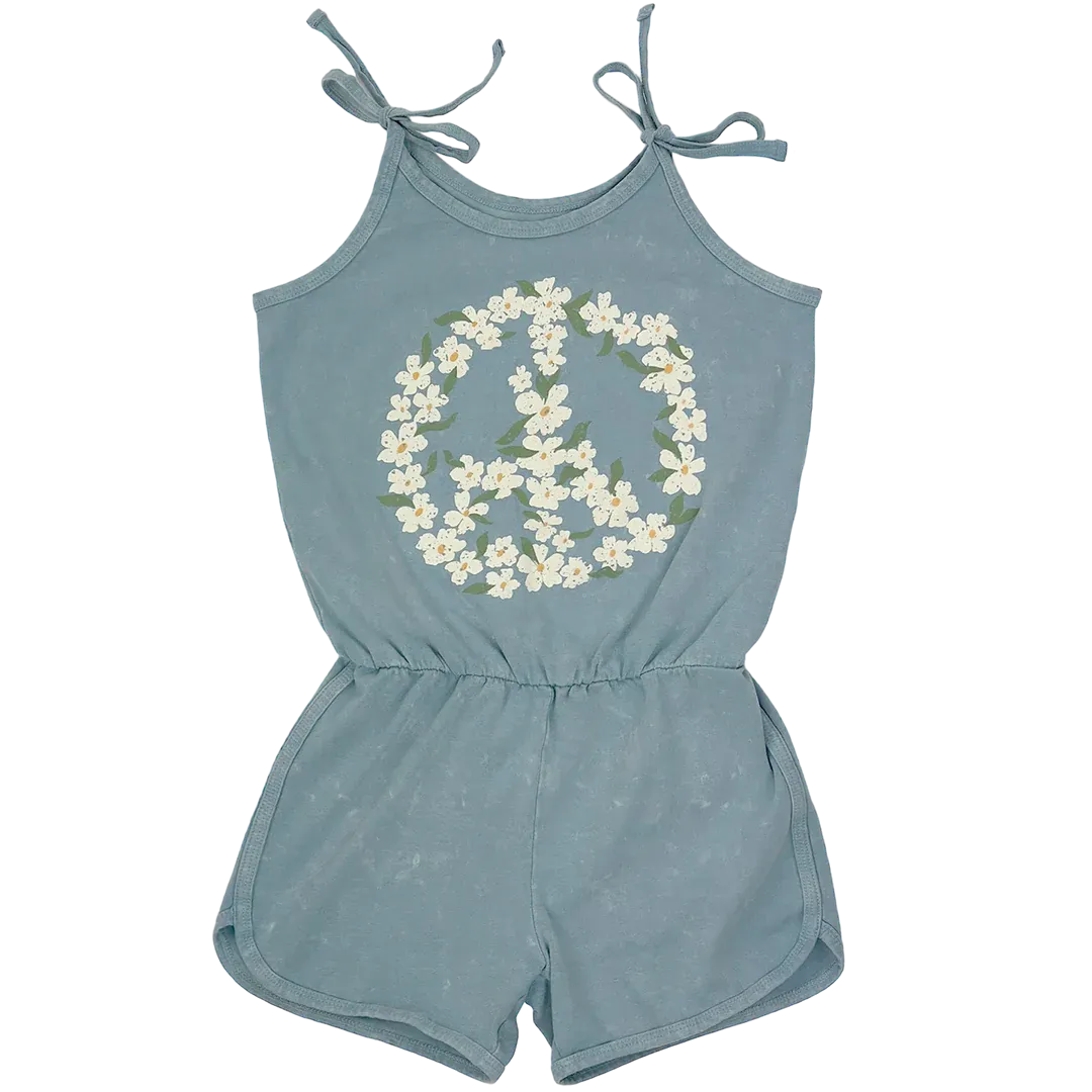 Tiny Whales Peace Flowers Romper