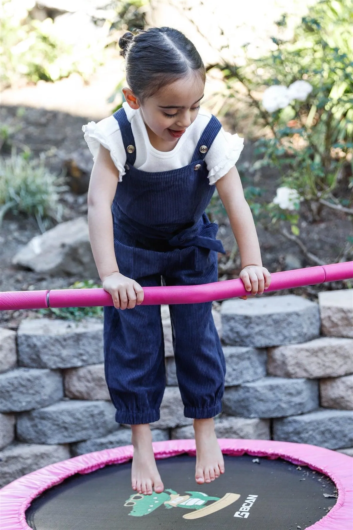 Toddler Girls Navy Corduroy Self-Tie Belt Contrast Button Details Overall /2-2-2-2