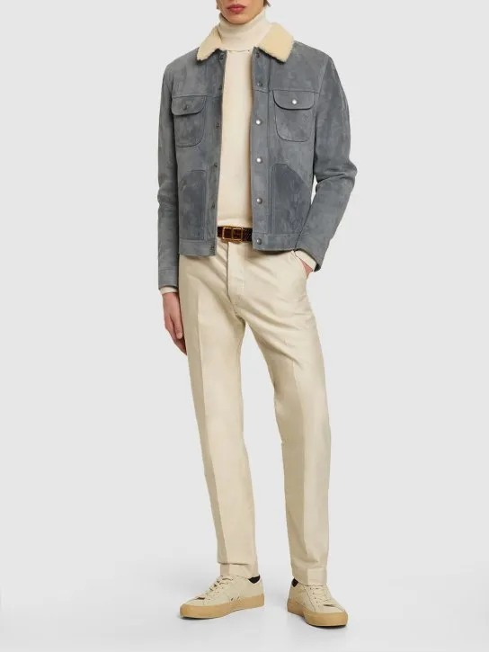 Tom Ford   Buttery suede shearling trucker jacket 